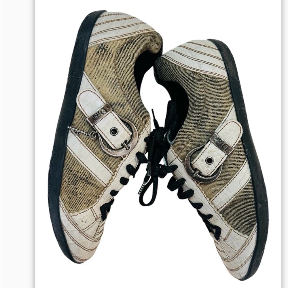 Vintage Womens CHRISTIAN DIOR Sneakers Shoes Monogram Brown Beige siz 36.5  6.5